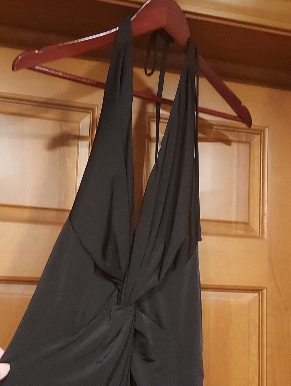 Black Halter Twist-Front Women's Long Evening Dress